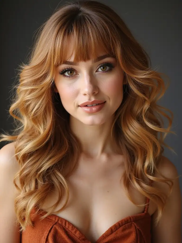 coiffures franges de rideaux superposées