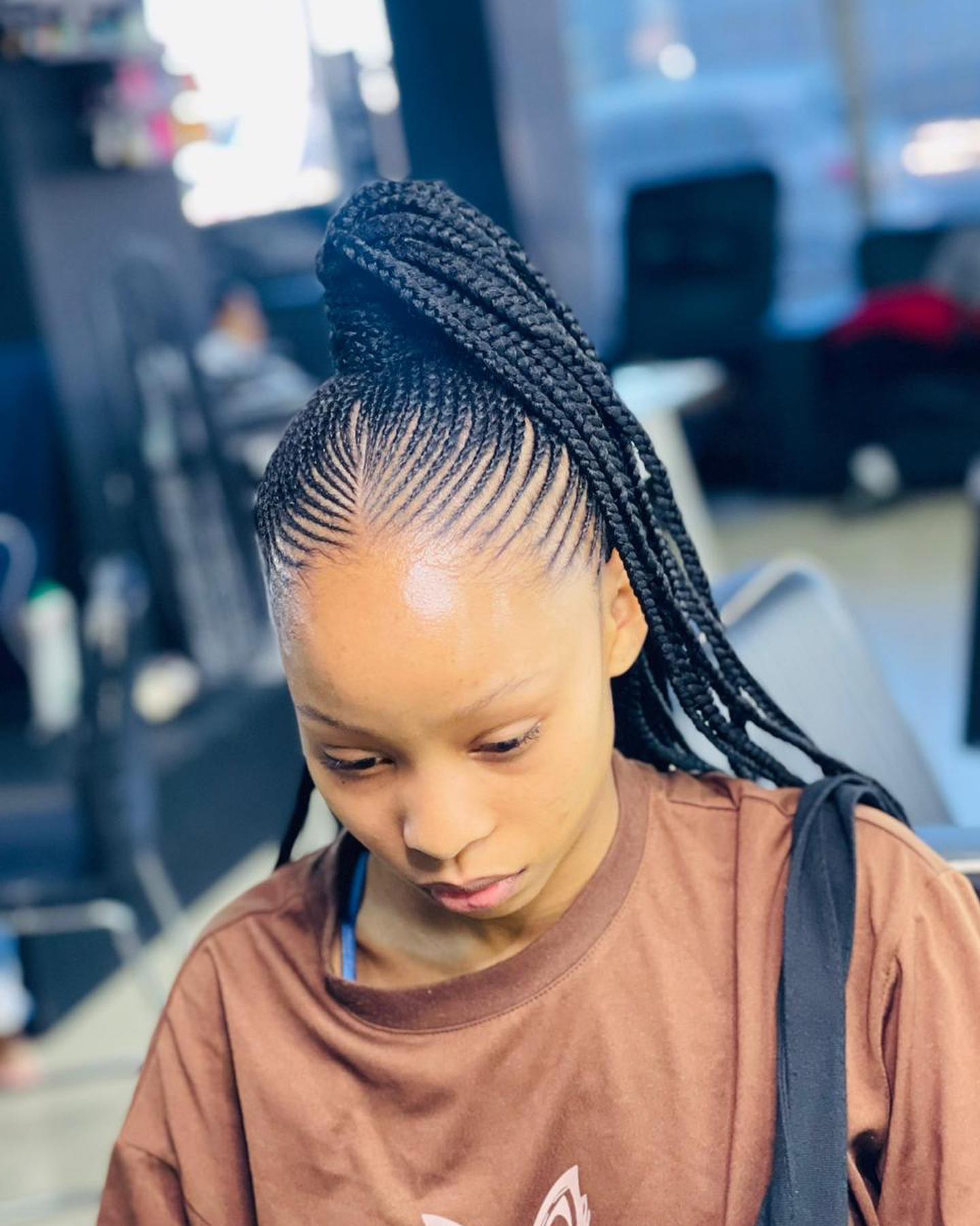 Queue de cheval afro avec mini tresses africaines