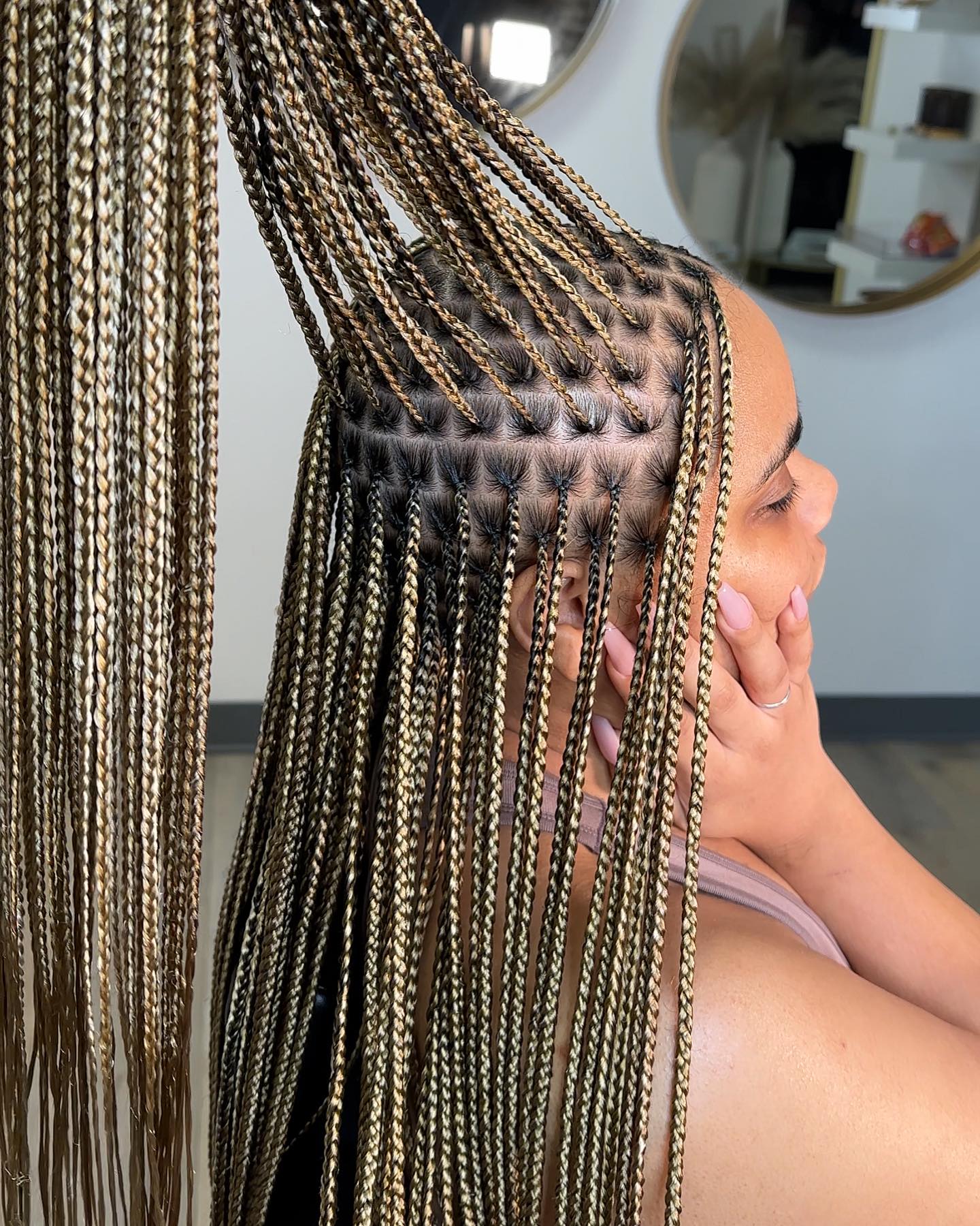 Mini tresse sans nœuds avec mélange blond